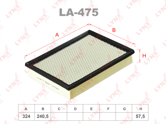 17801-0L040 /LA- 475 фильтр воздушный LYNXauto
